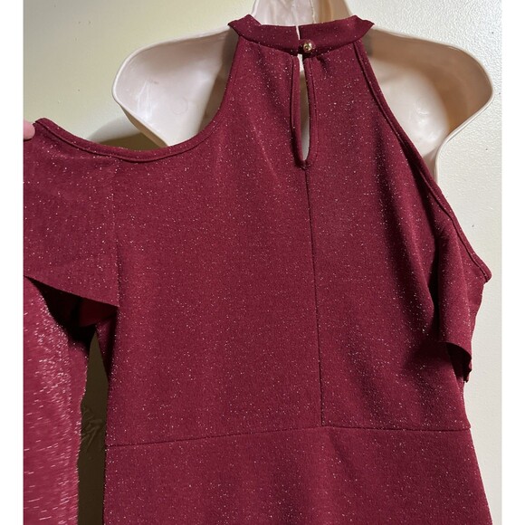 NEW Perfectly Priscilla Cold Shoulder Boutique Dress Size 3XL Red Sparkle - Picture 7 of 11